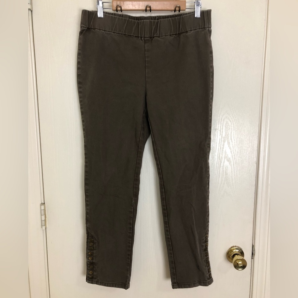 Soft Surroundings Pull-On Ankle Snap Button Brown… - image 1